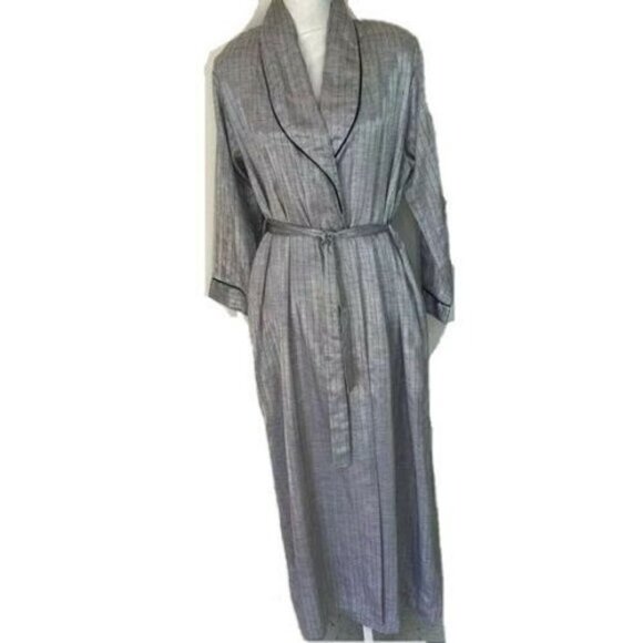 Diamond Tea Gown Robe Small S Womens Vintage Silver Gray Pockets Shoulder Pads